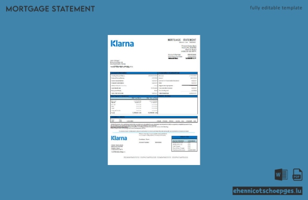 Beispielvorschau für einen Hypothekenauszug der Finnland Klarna Bank